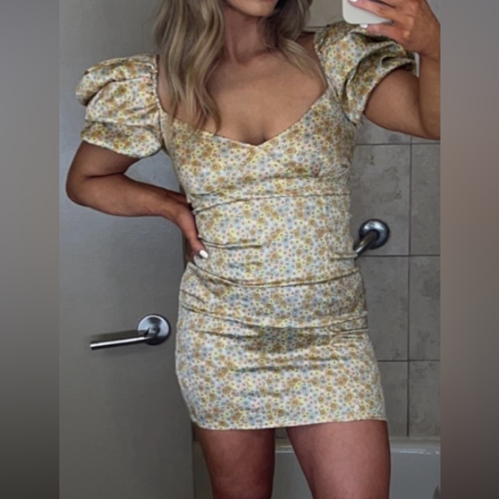 Zara Satin Floral Mini Dress